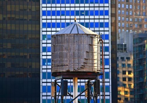 Old wooden water tower in New York City