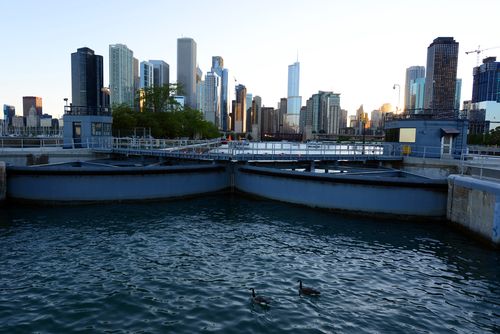 Chicago Lock and City Skyline
